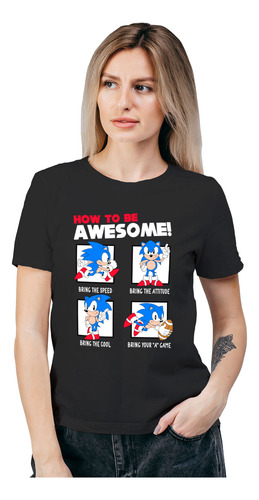 Polera Mujer Sonic Be Awesome Algodon Organico Wiwi D