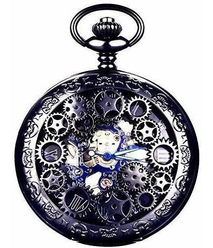 Steampunk Reloj De Bolsillo Mecanico Con Cadena Para Hombres