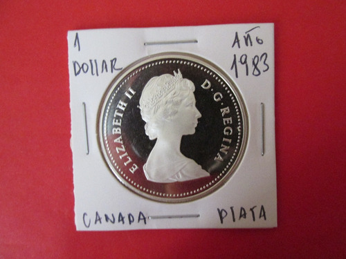 Gran Moneda Canada 1 Dollar Reina Isabel Plata Año 1983 Unc