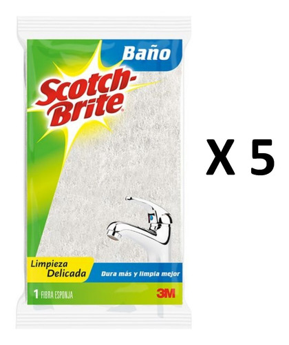 Fibra Para Baños Y Azulejos Scotch Brite 5 Piezas