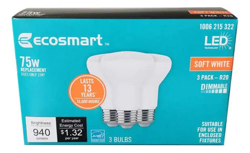 Ecosmart - Bombilla Led R20 Regulable De 75 W Equivalente A