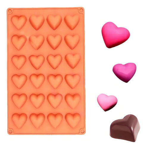 Molde Silicona Corazones 24 Cavidades Corazón Bombones Color Lila Pastel