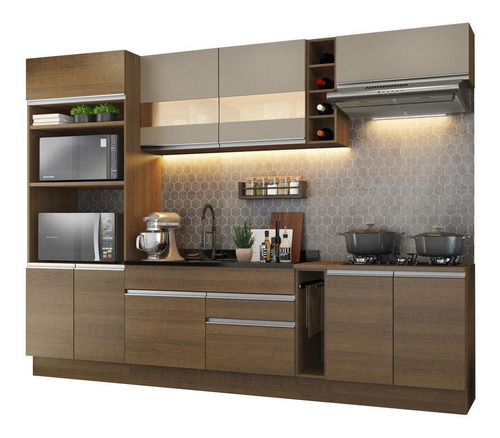 Cozinha Madesa Vicenza C Armário E Balcão (sem Tampo E Pia) Cor Rustic/Bronze