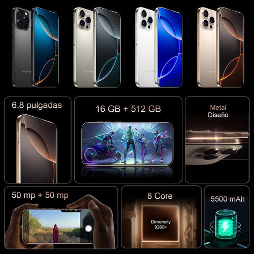 I16 Pro Max Smartphone Dual Sim 512gb+16gb Andriod 14 Gran