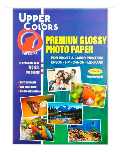 Papel Fotográfico Brillante Alta Resolución 115 Gr X 100