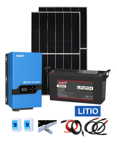 Kit Solar 1500w Batería Litio 2560wh Paneles Solares 800w