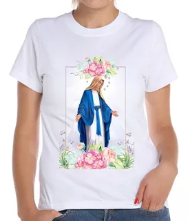 Camiseta Baby Look Nossa Senhora Das Graças Flores Católica