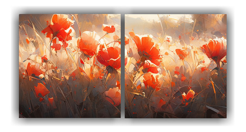 120x60cm Cuadro Decorativo Estilo Estilo Óleo Flores Rojas 