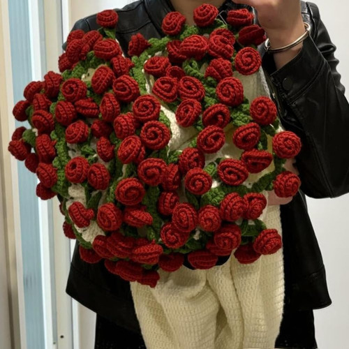 Xu Diy O De Flores Hecho A Mano A Ganchillo, Manta Rosa