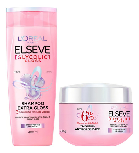 Shampoo Extra Gloss 400ml + Tratamento Antiporosidade 300g
