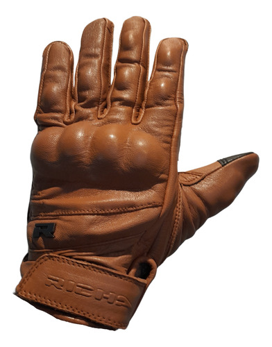 Guantes Moto Richa Cuero Custom 2 Tactil Nudillos Reforzados Coñac 3xl