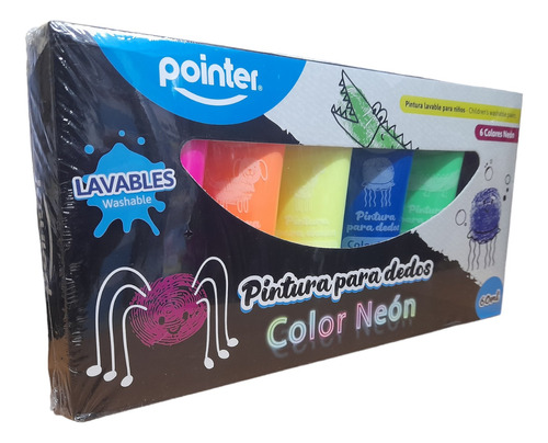 Pintura Para Dedos Color Neon Lavables Pointer