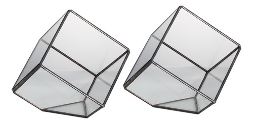 Terrarios Maceta Forma Cubo 10cm Kit X2 Unidades