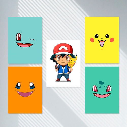 Pokémon Kit 5 Placas Decorativas