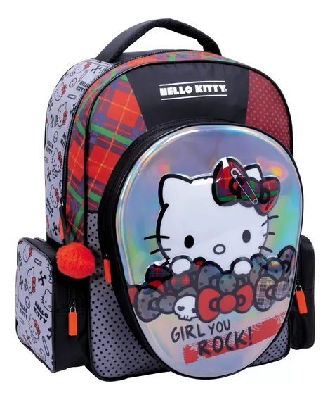 Mochila Hello Kitty Con Relieve 74315 Original Wabro 17p