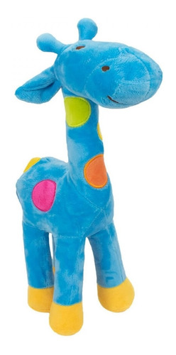 Girafa Azul Com Pintas Coloridas 41cm - Pelúcia