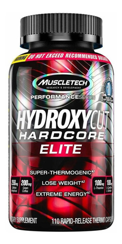 Imagen 1 de 3 de Suplemento en cápsulas MuscleTech  Performance Series Hydroxycut Hardcore Elite cafeína anhidra en pote 110 un