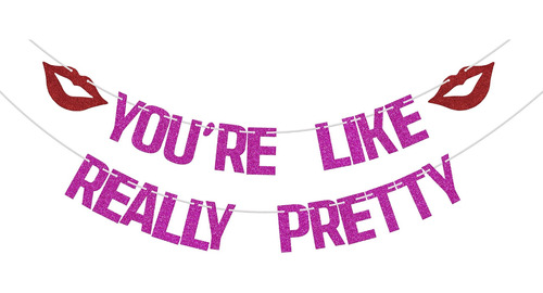 Like Really Pretty Banner Rose Red Glitter Pancarta