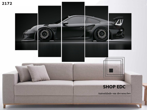 Quadro Decorativo Porshe Preto Sala Oficina Quarto Promoção