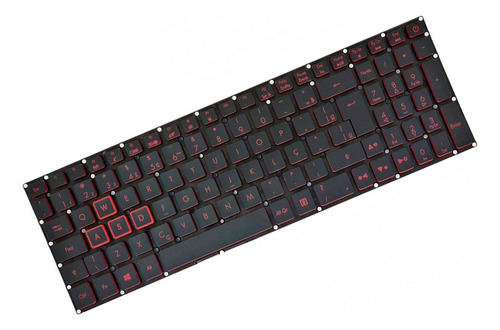 Teclado Retroiluminado Para Acer Nitro 5 An515-51 N17c1 Cor Preto Com Vermelho Idioma Português Brasil