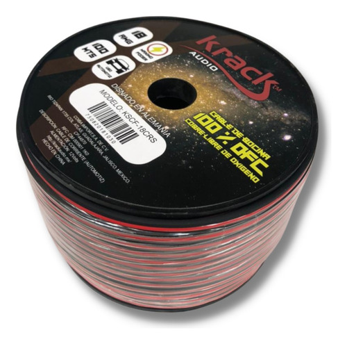 2pz Resistente Rollo Cable 2vias Cal.18 100%cobre Kscf-18crs