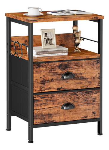 Furologee Nightstand With 2 Fabric Drawers Bedside Table End