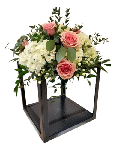 Centro De Mesa Fanal Cubo De Hierro Porta Velas /decoracion