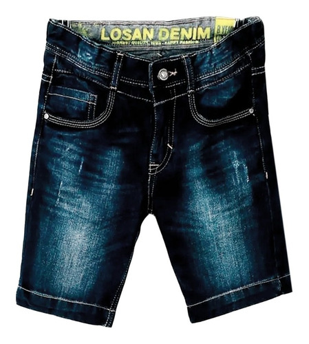 Bermuda Short Denim Con Bordado Losan 613-9006aa