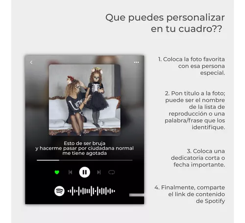 Cuadro Spotify Personalizado, Amistad Regalo San Valentin