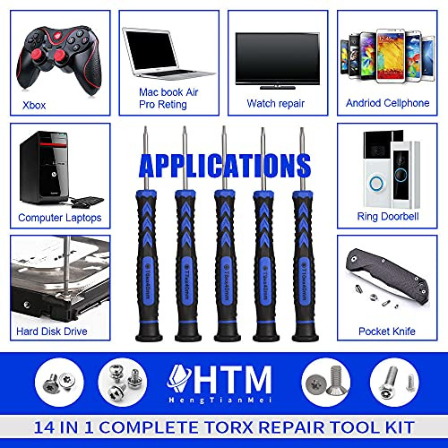 Juego De Destornilladores Torx Hengtianmei 14 En 1 Con T1 T2