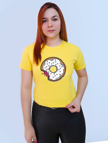 Polera Dama Estampada 100%algodon Diseño Dona 293