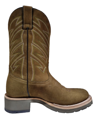 Bota Vaquera Rodeo Oval Hombre Marca Justin Kansas Tabaco