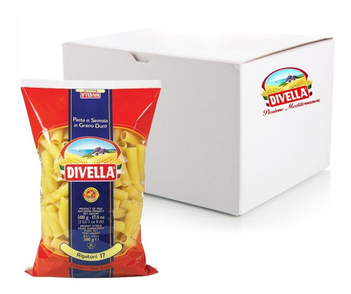 Caja 24 Paquetes X 500g Rigatoni Pasta Italiana Divella 