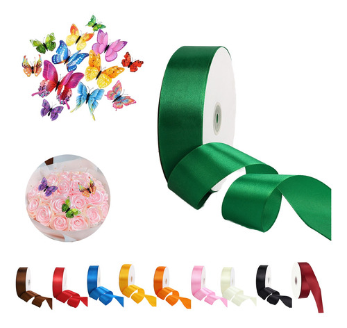 Listón Satinado 4 Cm Decoracion Popotillo Colores Listón 91m Verde Rollo De Liston Satinado
