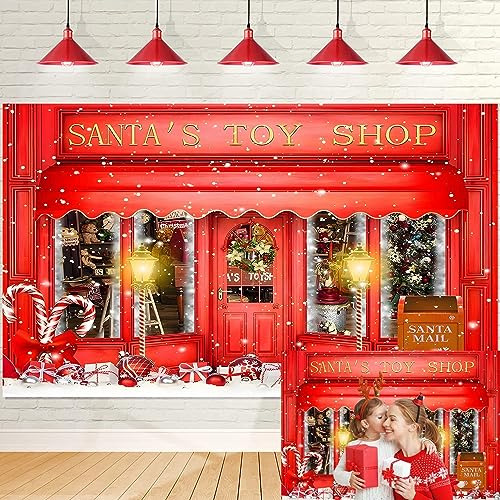 Red Christmas Photo Backdrop Santa Tienda De Juguetes W319w