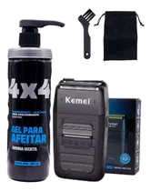 Comprar Kit De Afeitar Rasuradora Kemei Km-1102+gel Para Afeitar 4x4 Negro