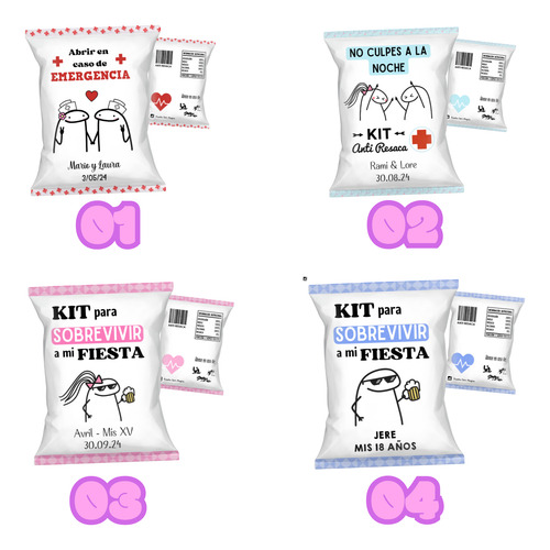 50 Mini Chipbag Bolsitas Kit Anti Resaca Flork Boda Cumple