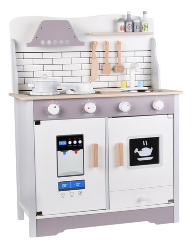 Cocina De Madera + 12 Accesorios Para Niños - Super Realista