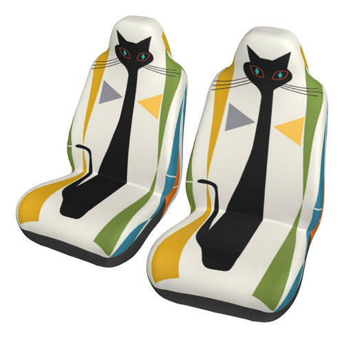 Funda Asiento Automovil Estampado Gato Moderno Mediado Siglo