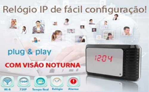 Relogio Despertador C/ Câmera Ip Visão Nortuna Espionagem