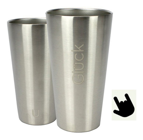 Térmico Copo Gluck Sleek 473ml Inox Silver Steel P/ Bebidas