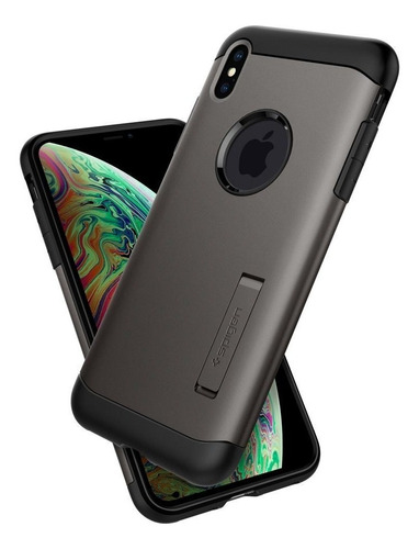 Funda iPhone XS Max Slim Armor Gun Metal Grado Militar Tpu