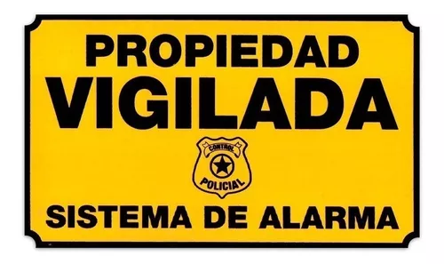 Cartel Propiedad Protegida Alarma Conectada 24hs 22x28 Cm