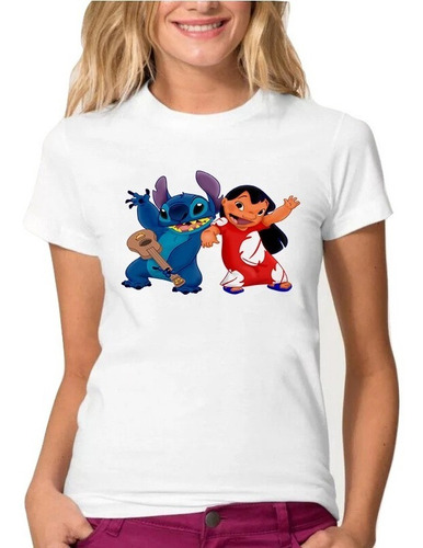 Polera Lilo And Stitch Ohana Familia Amor Unisex Blanca