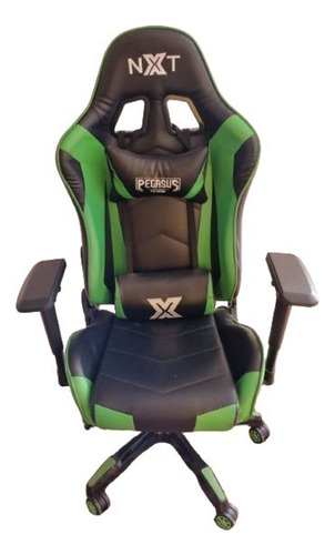 Silla Gamer Nxt Verde Y Negro Modelo Pegasus Tapiz Cuero Pu