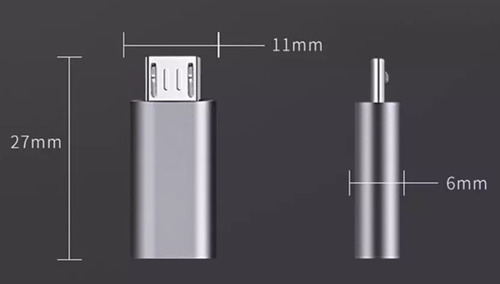 Imagen 2 de 3 de Adaptador Metal Tipo C Hembra A Micro Usb Macho / Pack X 2