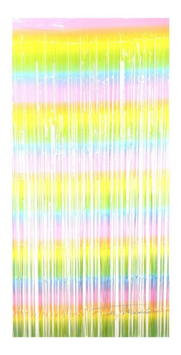 Imagen 3 de 5 de Cortina Metalizada Arco Iris Multicolor 2x1 Metro Decoración