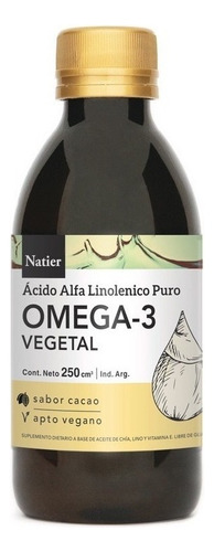 Omega 3 Vegetal Natier 250 Ml Sabor Cacao - Apto Vegano