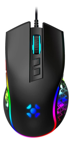 Mouse New Vickers 8000 Dpi Rgb 6 Botões New Edition Preto Preto