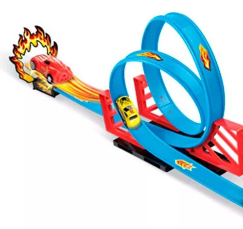 Pista Carrinho Infantil Tipo Hotwheels Duplo Looping Braskit